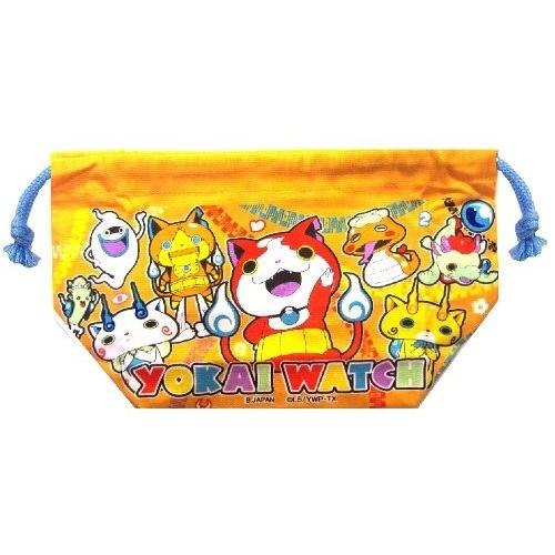 ◇ キャラクター 巾着袋 巾着 妖怪ウォッチ マチ付き （ オレンジ