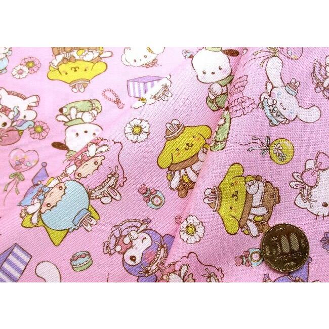 キャラクター 生地 布 サンリオ キャラクターズ （ ピンク系 ) 柄番号