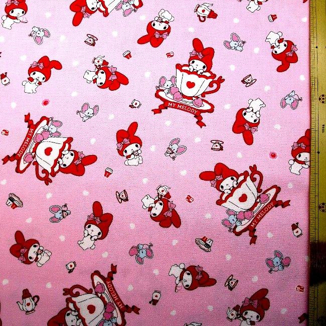 キャラクター 生地 布 マイ メロディ （ ピンク系 ) 柄番号129（ 2026