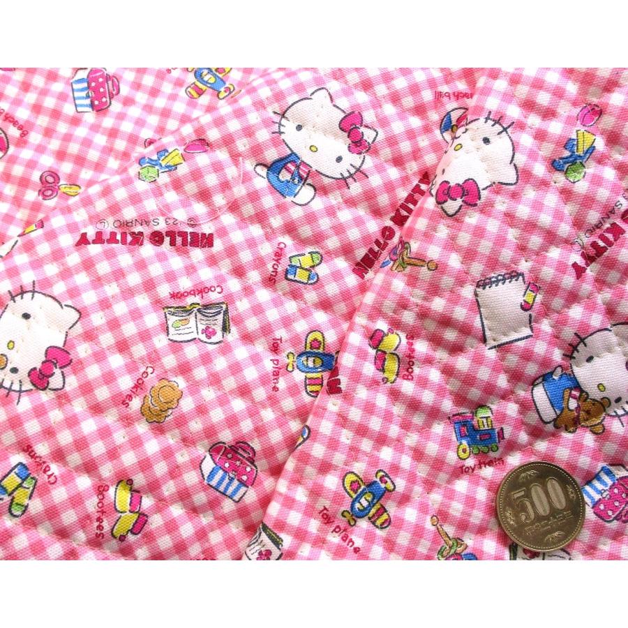 Q キャラクター キルティング 生地 キルト ＞ キティ （ ギンガム