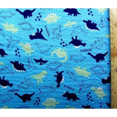リップル生地 サッカー生地 かわいい 恐竜たち ブルー 人気の製品 生地幅 約108cm リップル生地は２ｍのみメール便可能です リップル 綿100