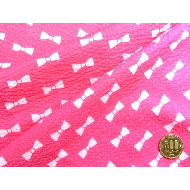 リップル生地 （ サッカー生地 ) チャーミー リボン（ ピンク リップル  