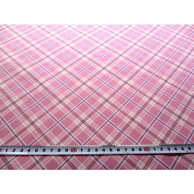 プリント生地 布 バイアス チェック（ ピンク系 ) オックス（ 綿