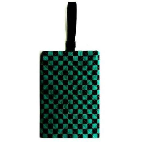 手作り シューズケース 市松模様 グリーン 黒 3235 キルティング使用 鬼滅の刃の