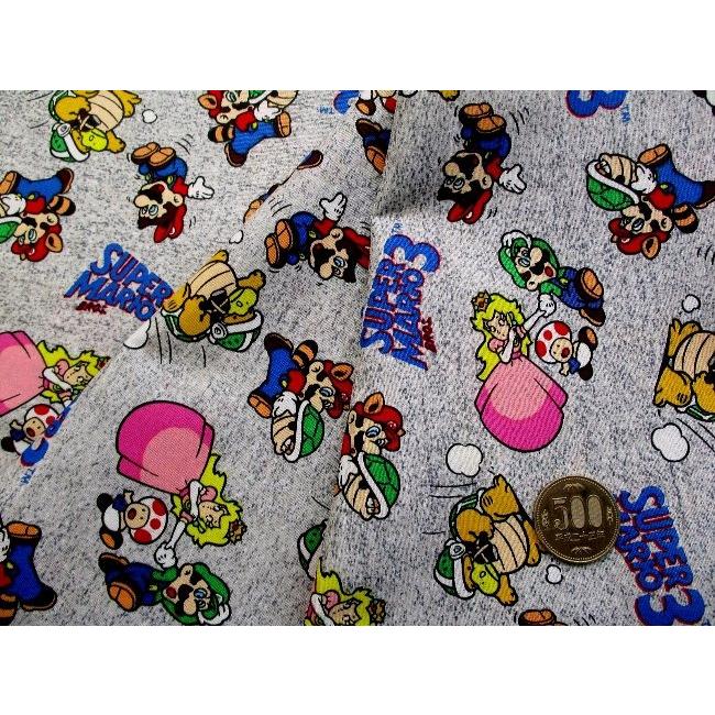 ◇ キャラクター アメリカ 輸入 生地 布 スーパーマリオ3 （ グレー系 GIGIO アニメキャラクター 綿生地