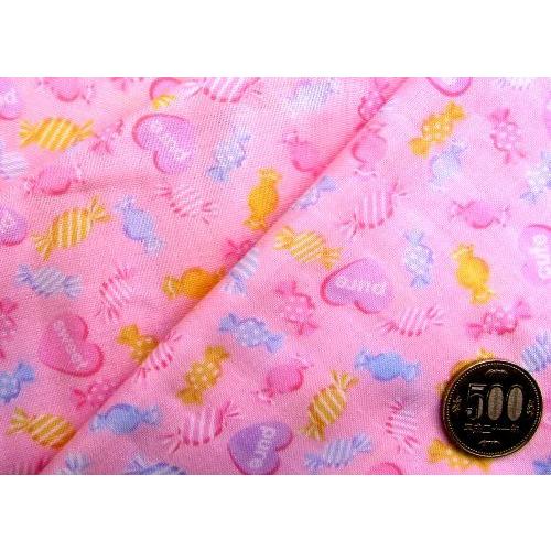 ◇ダブルガーゼ 生地 布 あま〜いキャンディ（ ピンク )（ 綿100