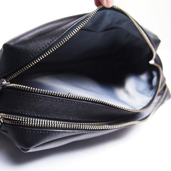 PIOMBO ピオンボ スプリットレザーセカンドバッグ　ダブルファスナー　メンズバッグ　 メンズポーチ　バッグインバッグ | PIOMBO | 18