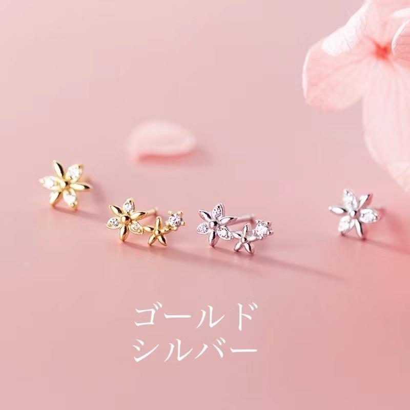 ピアス シルバー Silver925 18Ｋコーティング  金属アレルギー対応  フラワー お花 左右非対称 アシンメトリー｜pistachioshop｜09