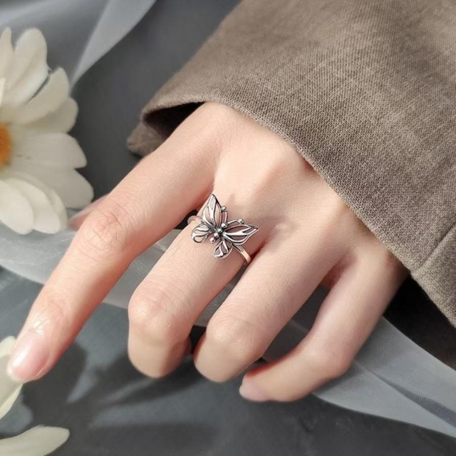 リング 指輪 フリーサイズ シルバー925 Silver925 バタフライ 蝶々 約7