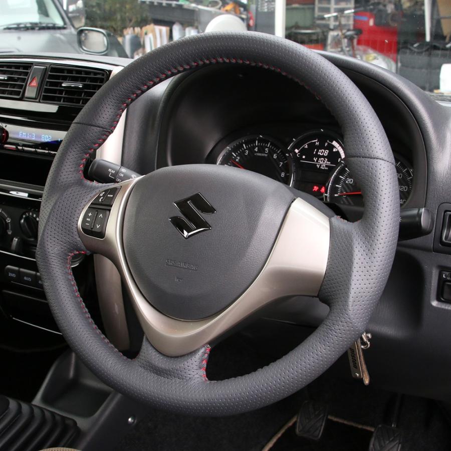純正エアバッグ対応【レッドステッチ】LUNAオールレザーステアリング