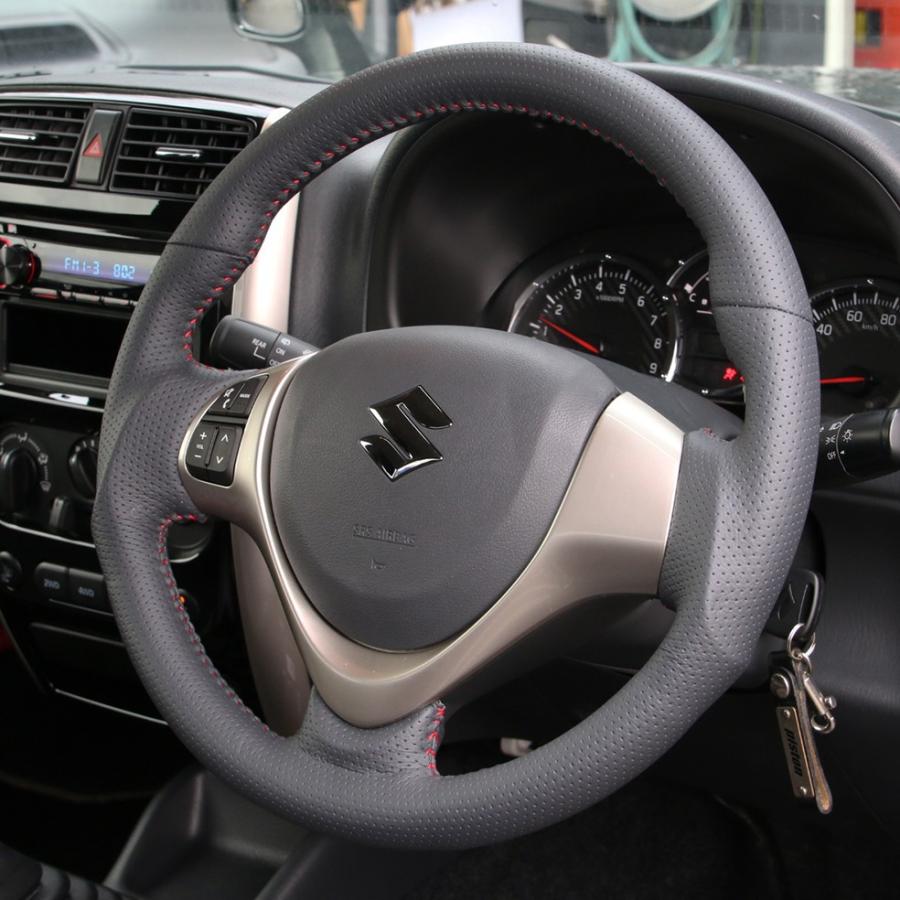 純正エアバッグ対応【レッドステッチ】LUNAオールレザーステアリング