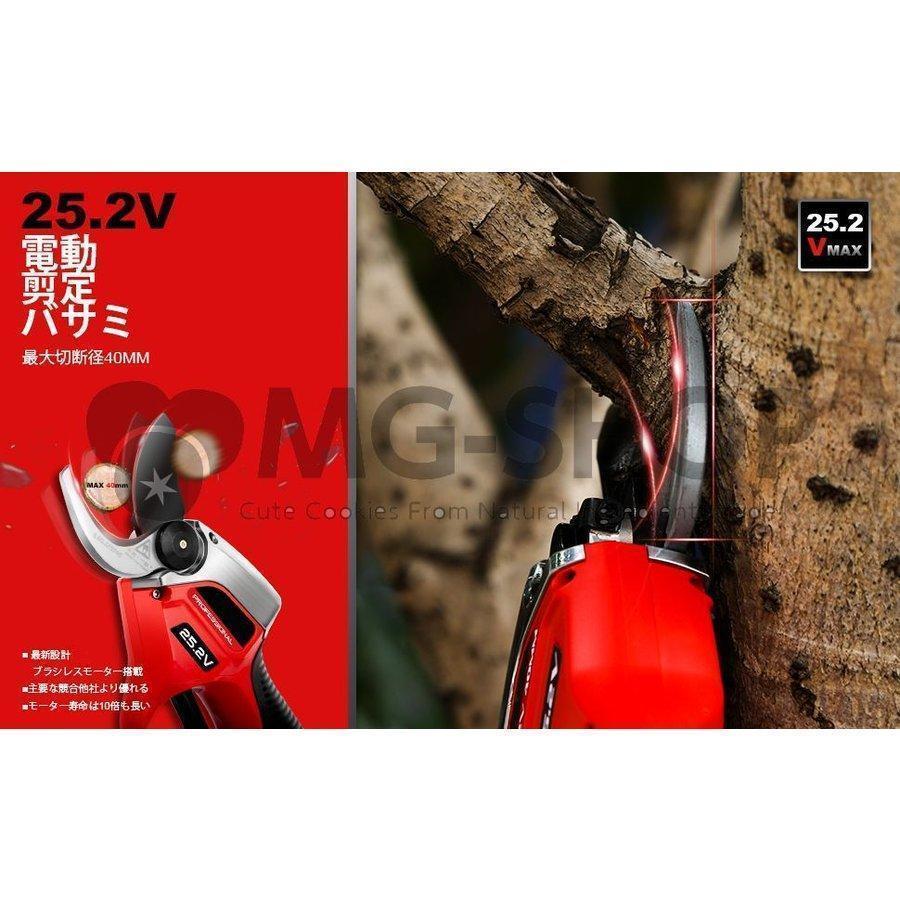 [即日発送] 電動剪定鋏 両刃可動 25.2V コードレス 充電式剪定ばさみ ブラシレスモーター搭載 園芸剪定用具 刃の開きを任意調整可 庭木 果樹 切断径40mm 【FK7699872115】(27695円)