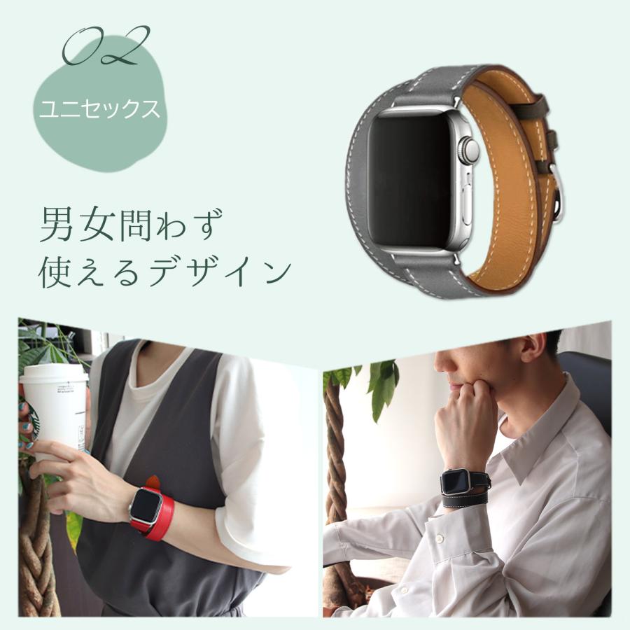 【新品•本革•未使用】エルメス　アップルワォッチ　女性用レット アップルウォッチ バンド ベルト 本革 2重巻き 男性 女性 apple watch