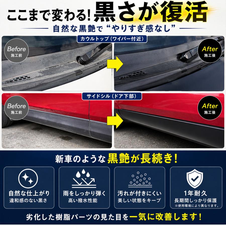 SHIELD（Pit-Life） 【新車の艶をキープ】 黒樹脂復活剤 未塗装樹脂