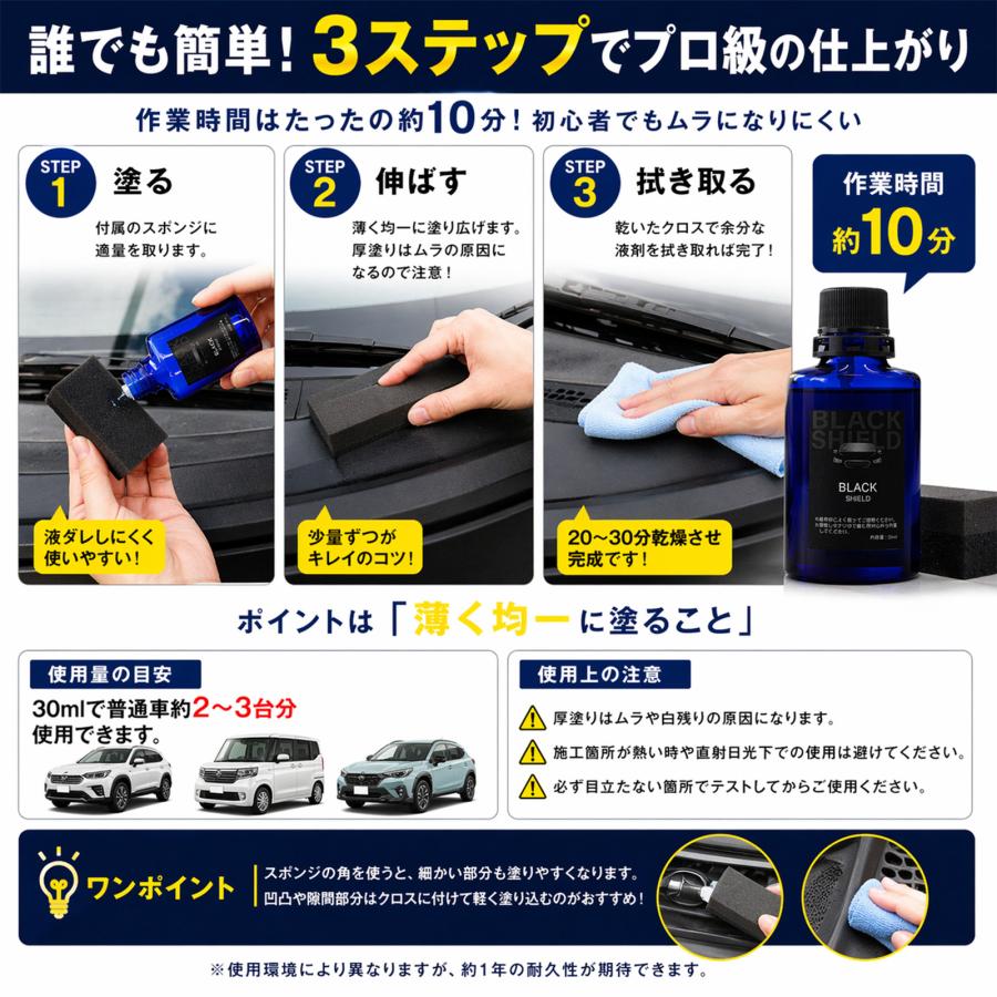 SHIELD（Pit-Life） 【新車の艶をキープ】 黒樹脂復活剤 未塗装樹脂