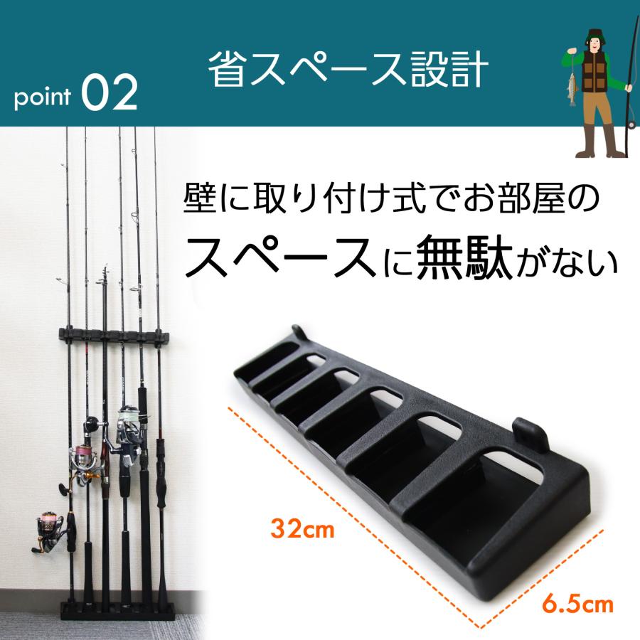 Pit-Life（ピットライフ） 壁掛け ロッドホルダー 6本収納 リール対応