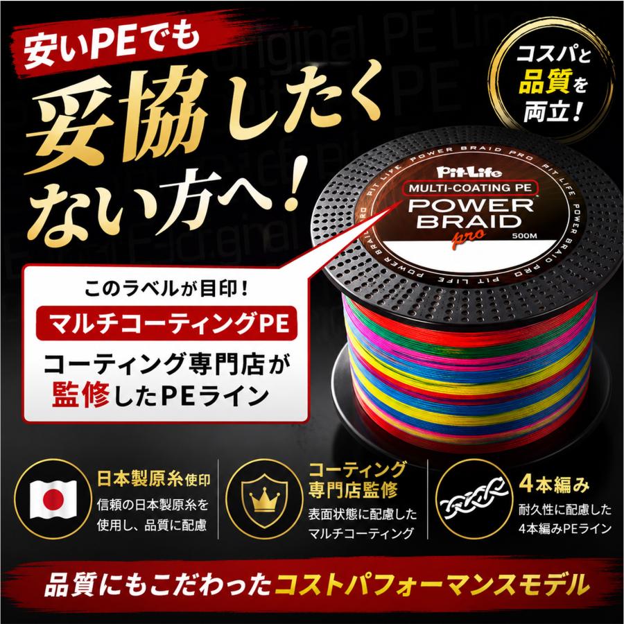 Pit-Life（ピットライフ） PEライン 釣り糸 500m 4本編み 日本製