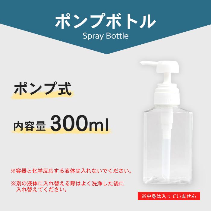 ディスペンサー ポンプボトル 詰め替えボトル スクエア/角型 1本 300ml