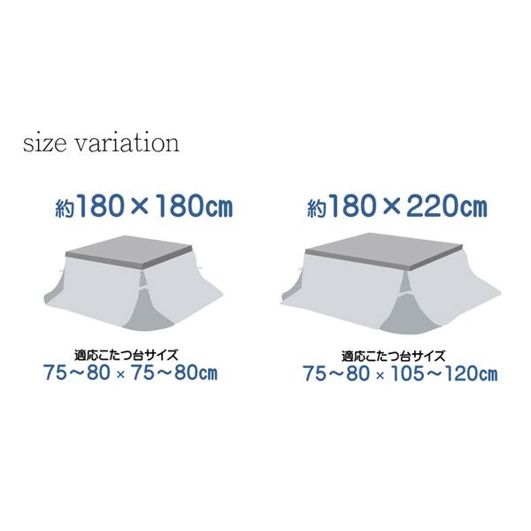 こたつ布団 掛けふとん 省スペース 正方形 180x180cm 薄掛け 薄手 撥水