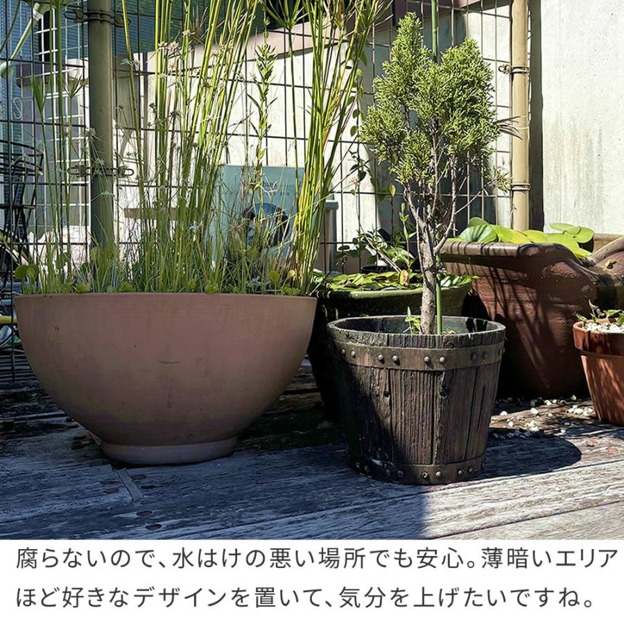 プランター 鉢 植木鉢 おしゃれ ガーデン プランター ガーデニング 北欧 鉢カバー 観葉植物 ウイスキー 樽風 FRP製 バレル型 プランター 大 直径30cm | ブランド登録なし | 06