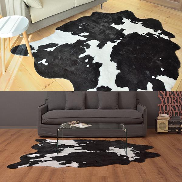 牛皮 カウラグ アクセントラグ インテリア 新品 カウラグ ハラコ 仔牛革 アクセントラグ インテリア レザー