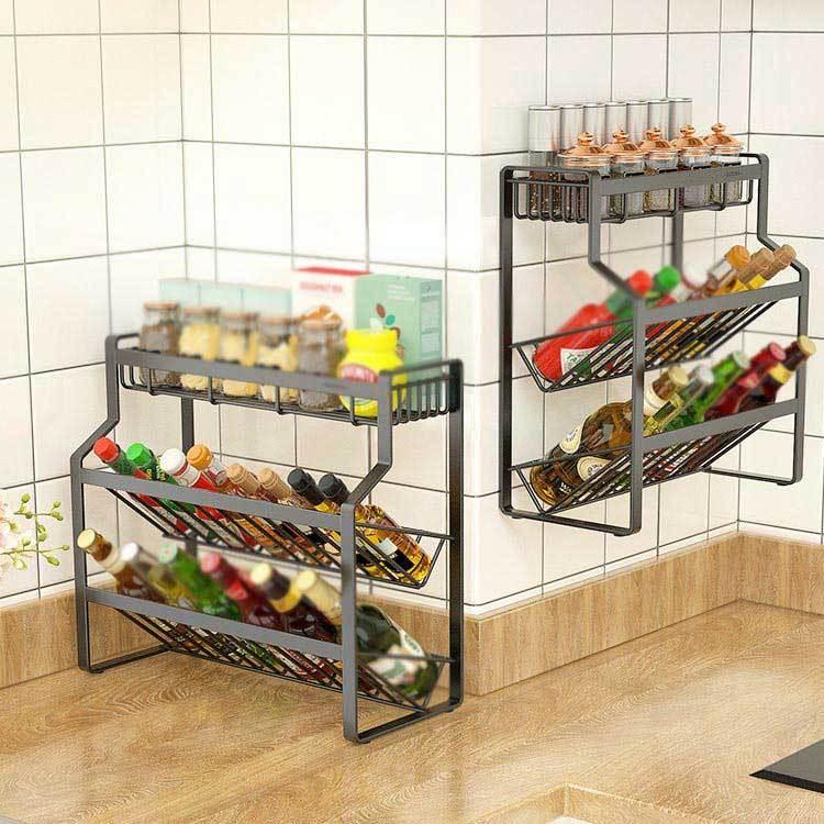 調味料ラック キッチンラック 調味料収納 調味料スタンド キッチン収納 スパイスラック 3段 シャンプーラック 直営ストア 浴室収納 収納棚 斜めラッ お酒 飲料