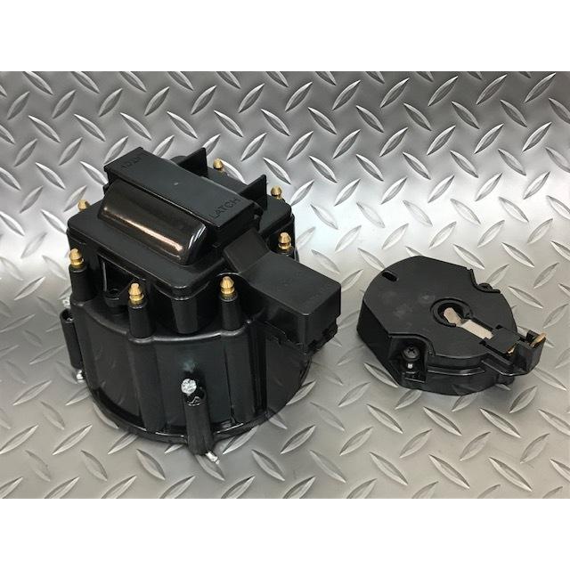 シボレー V-8 HEI ディストリビューターキャップ＆ローター HEI ディストルビューターキャップ ローターセットブラック☆インパラ