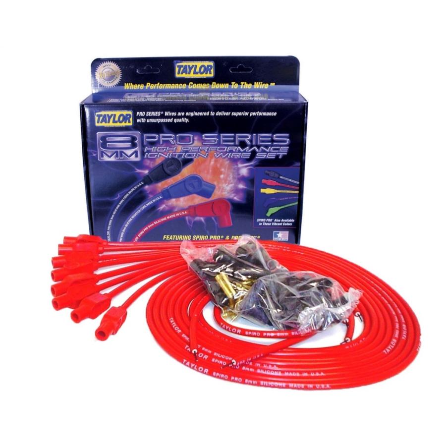 テイラープラグコード レッド 180° ☆汎用V8用 SBC/BBC Ford