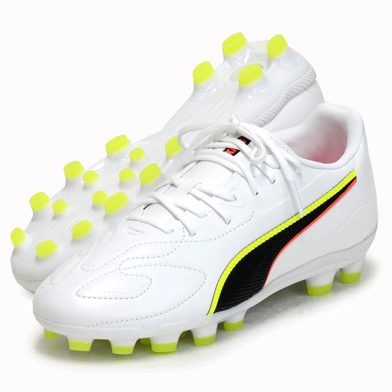 Puma KING サッカーシューズ ホワイト/グリーン PUMA（プーマ） キング 20 マッチ HG/AG+MID JR ジュニア サッカー
