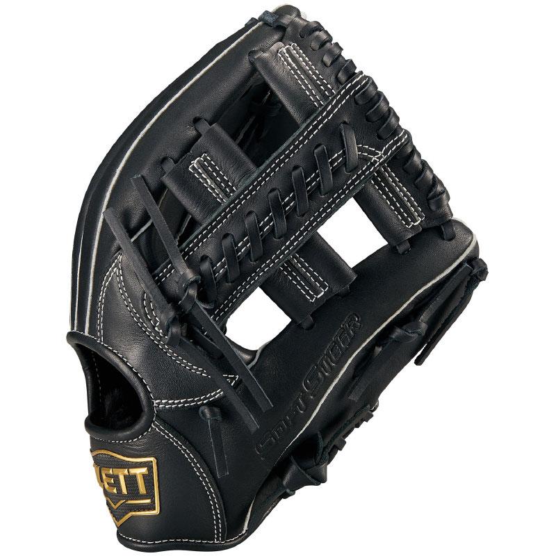 ZETT軟式用レガース 黒/シルバー 大人用 ゼット（ZETT） 軟式用グラブ ソフトステア 内野手用 野球 軟式