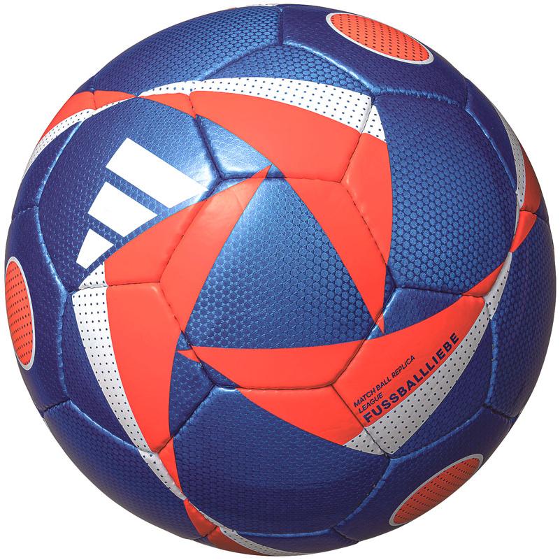 アディダス　EURO2024 公式球　フースバルリーベ　サッカーボール adidas（アディダス） フースバルリーベ リーグ 5号球 青色×赤色 UEFA