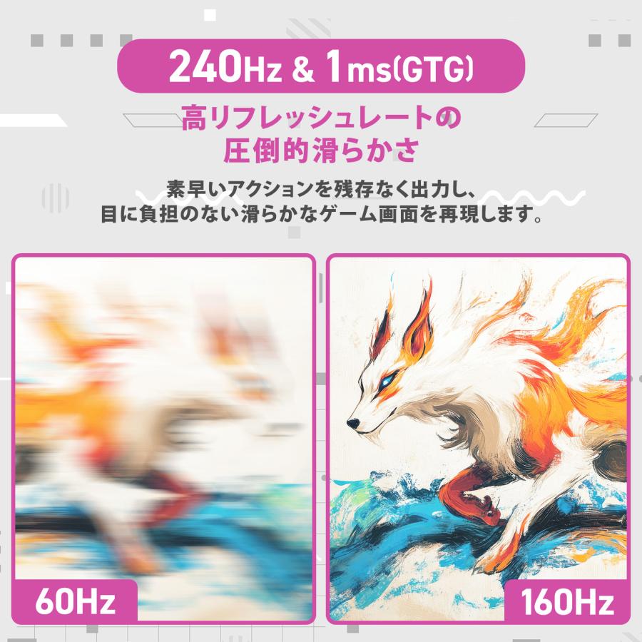 PX249 Wave Yellow ゲーミングモニター 23.8インチ 240Hz FHD IPS イエロー 1ms GTG HDR対応 FreeSync Flicker-Free ブルーライトカット スリムベゼル HDMI対応 | Pixio | 11