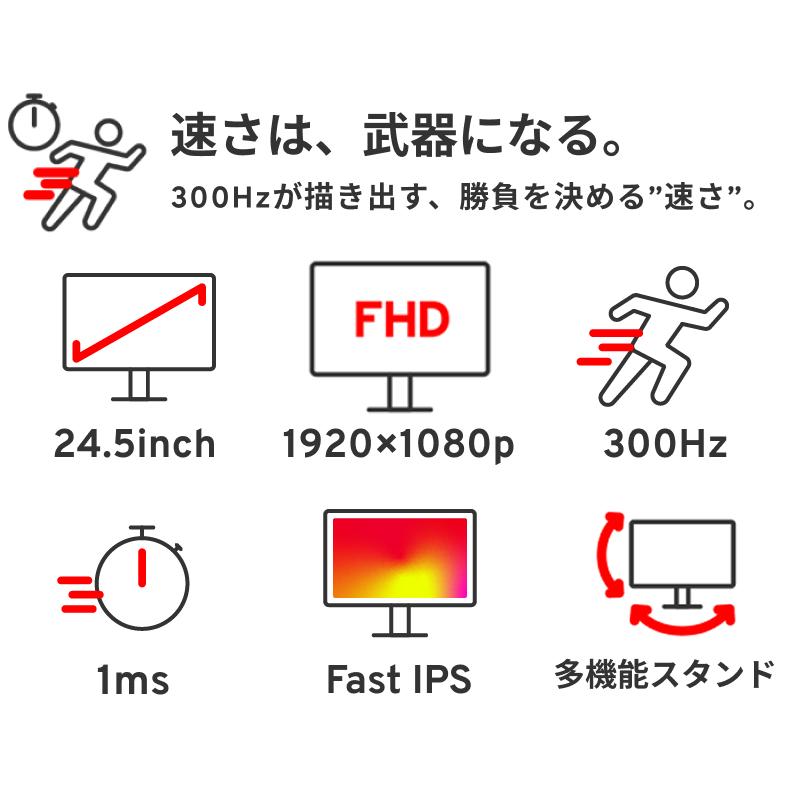 Pixio PX257 HAYABUSA ゲーミングモニター 24.5インチ 300Hz FHD IPS