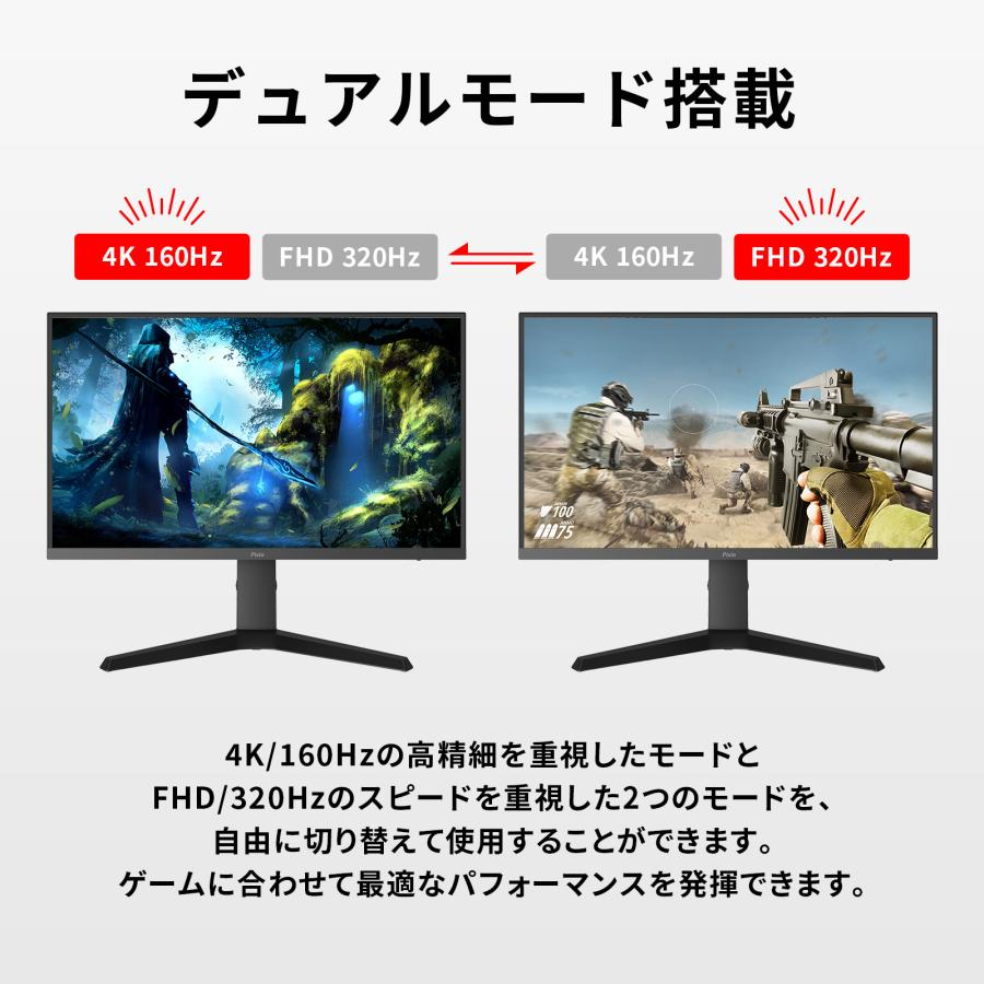 PX27U Prime NEO ゲーミングモニター デュアルモード 27インチ 4K 160Hz FHD 320Hz Fast IPS ブラック HDR  1ms GTG スリムベゼル ブラックイコライザー Pixio | Pixio | 01