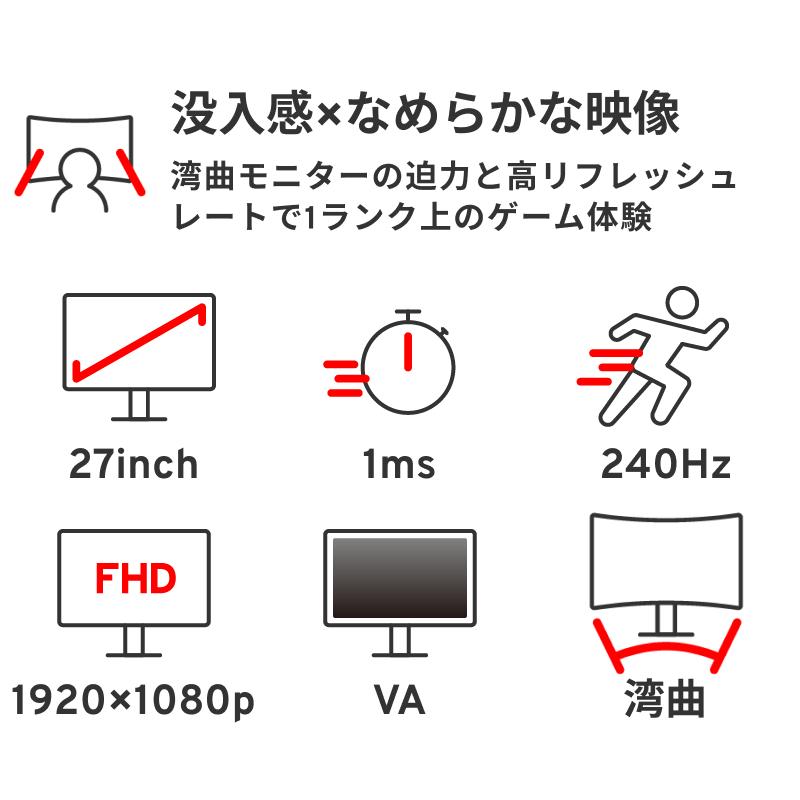 Pixio ピクシオ ゲーミングモニター 240hz PXC279 27インチ 湾曲 Pixio ピクシオ ゲーミングモニター 240hz PXC279 27インチ 湾曲
