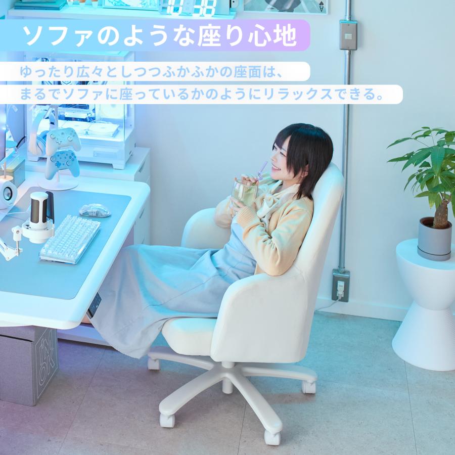 ゲーミングチェア マシュマロチェア ホワイト 白 パステルブルー パステルピンク おしゃれ かわいい オフィスチェア パソコンチェア 椅子 イス 幅広 Pixio | ブランド登録なし | 02