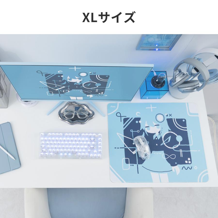 Pixio マウスパッド ゲーミング ブラック ブルー  XL サイズ 490×420×2mm クロス 表面 ラバーゴム 黒 青 無地 撥水 大き目 おしゃれ 無機質 |  | 09