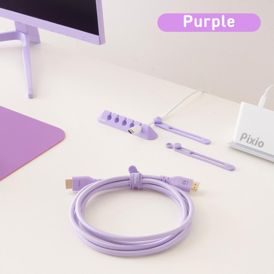 Pixio シリコン ケーブルホルダー ブラック ホワイト 黒 白 コードクリップ ケーブルドロップ ケーブル収納 コード管理 カラフル ブルー ピンク パープル グリー | Pixio | 17