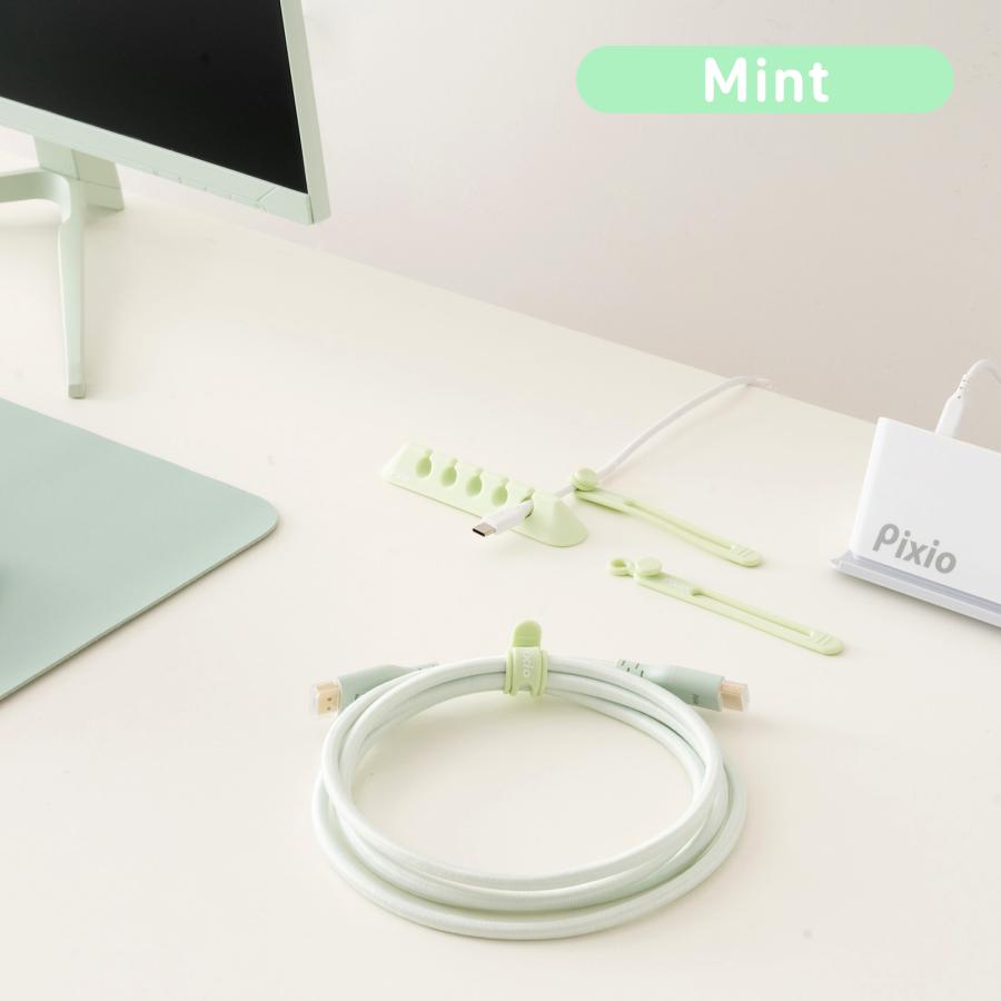 Pixio シリコン ケーブルホルダー ブラック ホワイト 黒 白 コードクリップ ケーブルドロップ ケーブル収納 コード管理 カラフル ブルー ピンク パープル グリー | Pixio | 18