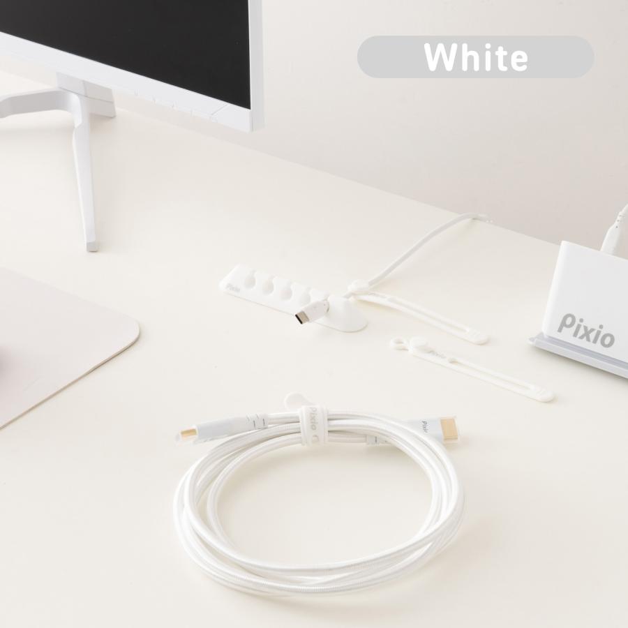 Pixio シリコン ケーブルホルダー ブラック ホワイト 黒 白 コードクリップ ケーブルドロップ ケーブル収納 コード管理 カラフル ブルー ピンク パープル グリー | Pixio | 20