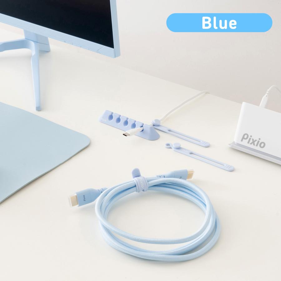 Pixio シリコン ケーブルホルダー ブラック ホワイト 黒 白 コードクリップ ケーブルドロップ ケーブル収納 コード管理 カラフル ブルー ピンク パープル グリー | Pixio | 16