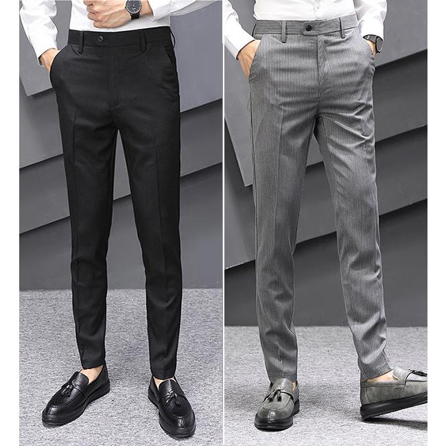 スラックス メンズ ストレッチ テーパードパンツ カジュアルスーツ 黒 ストライプ スリム 細身 ロング丈 キレイめ 部屋着 仕事 通勤 勤務 父の日 プレゼント Kuz 304 Pizoff 通販 Yahoo ショッピング