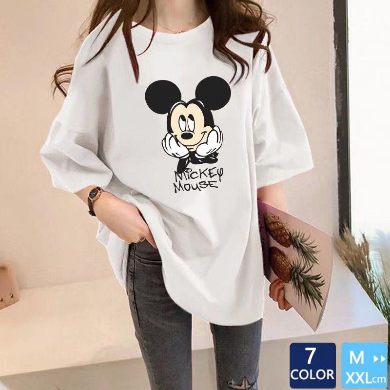 Tシャツ レディース ディズニー ミッキーマウス ミッキー柄 綿 半袖 トップス ゆるtシャツ 丸首 ロング丈 大きいサイズ カジュアル 夏物 Nvtx47 Puente Japan 通販 Yahoo ショッピング