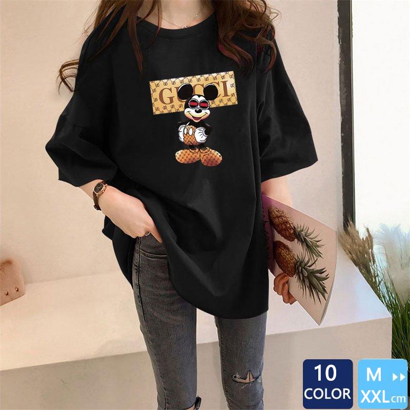 Tシャツ レディース ディズニー ミッキーマウス ミッキー柄 半袖 トップス ゆるtシャツ 丸首 ロング丈 大きいサイズ カジュアル 夏物 Nvtx6 Puente Japan 通販 Yahoo ショッピング