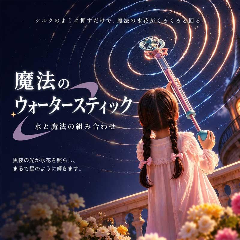 魔法ステッキ 水鉄砲光るウォーターガンLEDライト魔法の杖 回転