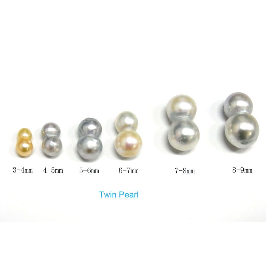 ツインパールピアス　ベビーパール　K10YG　アコヤ本真珠　ホワイト　クリーム　ナチュラルグレー（無調色）4-5mm チェーンピアス　10金　 選べる真珠の色