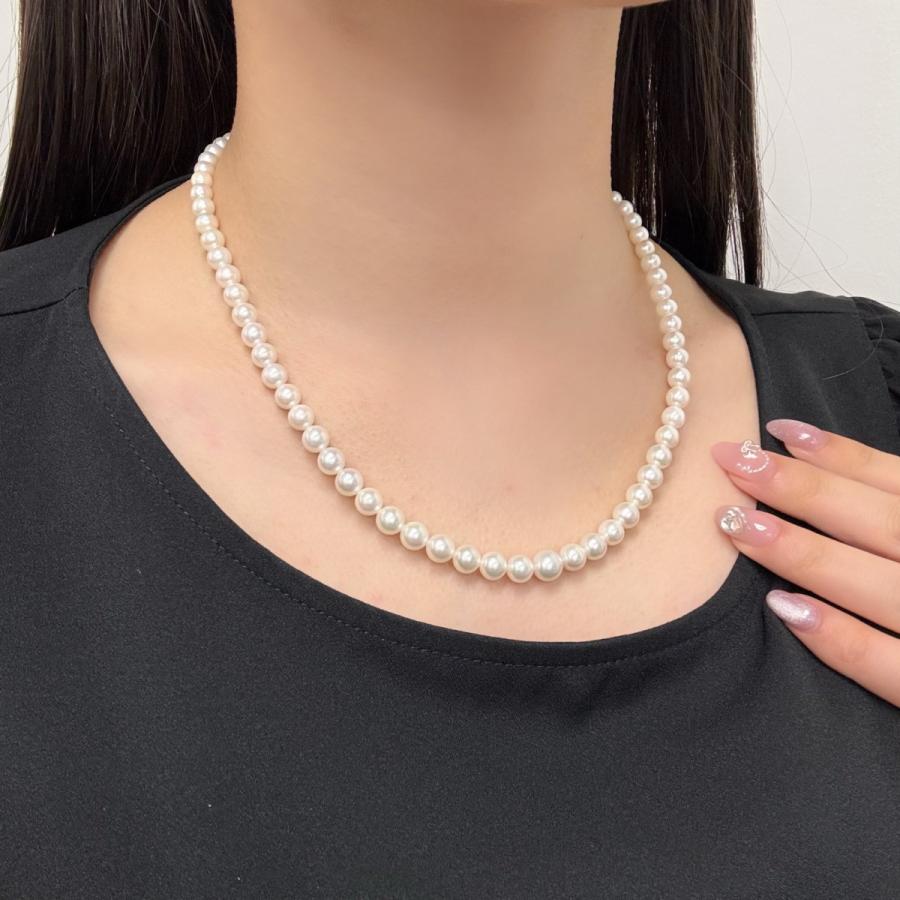 アコヤ真珠 グラデーションネックレス  5-7.5mm ホワイト 約45cm GIA宝石鑑定士保証書の画像