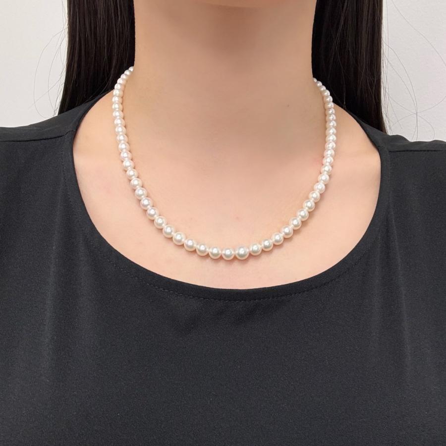 アコヤ真珠 グラデーションネックレス  5-7.5mm ホワイト 約45cm GIA宝石鑑定士保証書の画像