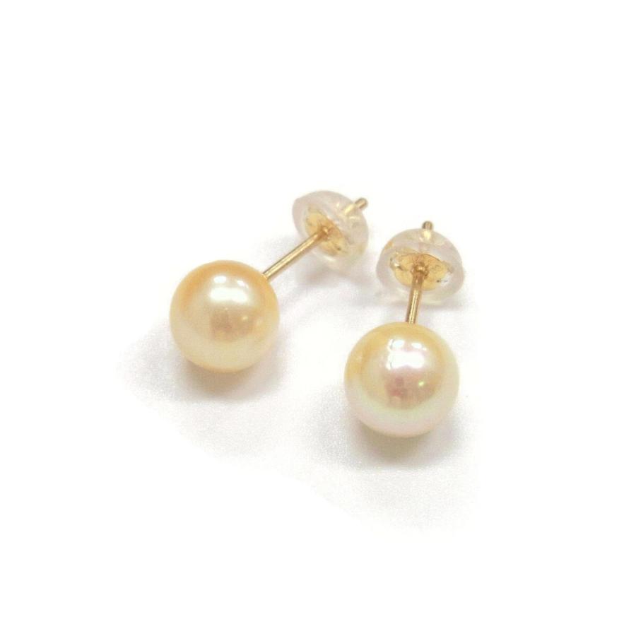 アコヤ真珠 パールピアス イヤリング 6-6.5mm ゴールド 無調色 