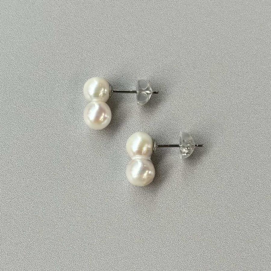 アコヤ真珠 ツインパールピアス 6-7mm ホワイト〜ライトグレー